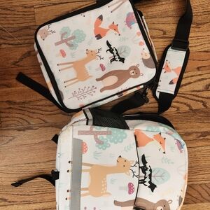 Kids Animal Print Backpack and Lunch Bag Set